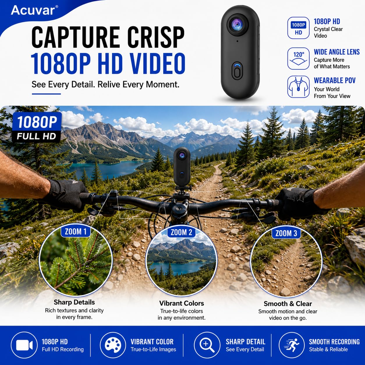 Mini videocamera da 64 GB FHD 1080P, action body cam indossabile, videocamera portatile di alta qualità con registrazione a mani libere, supporto per videocamera portatile di alta qualità ovunque per