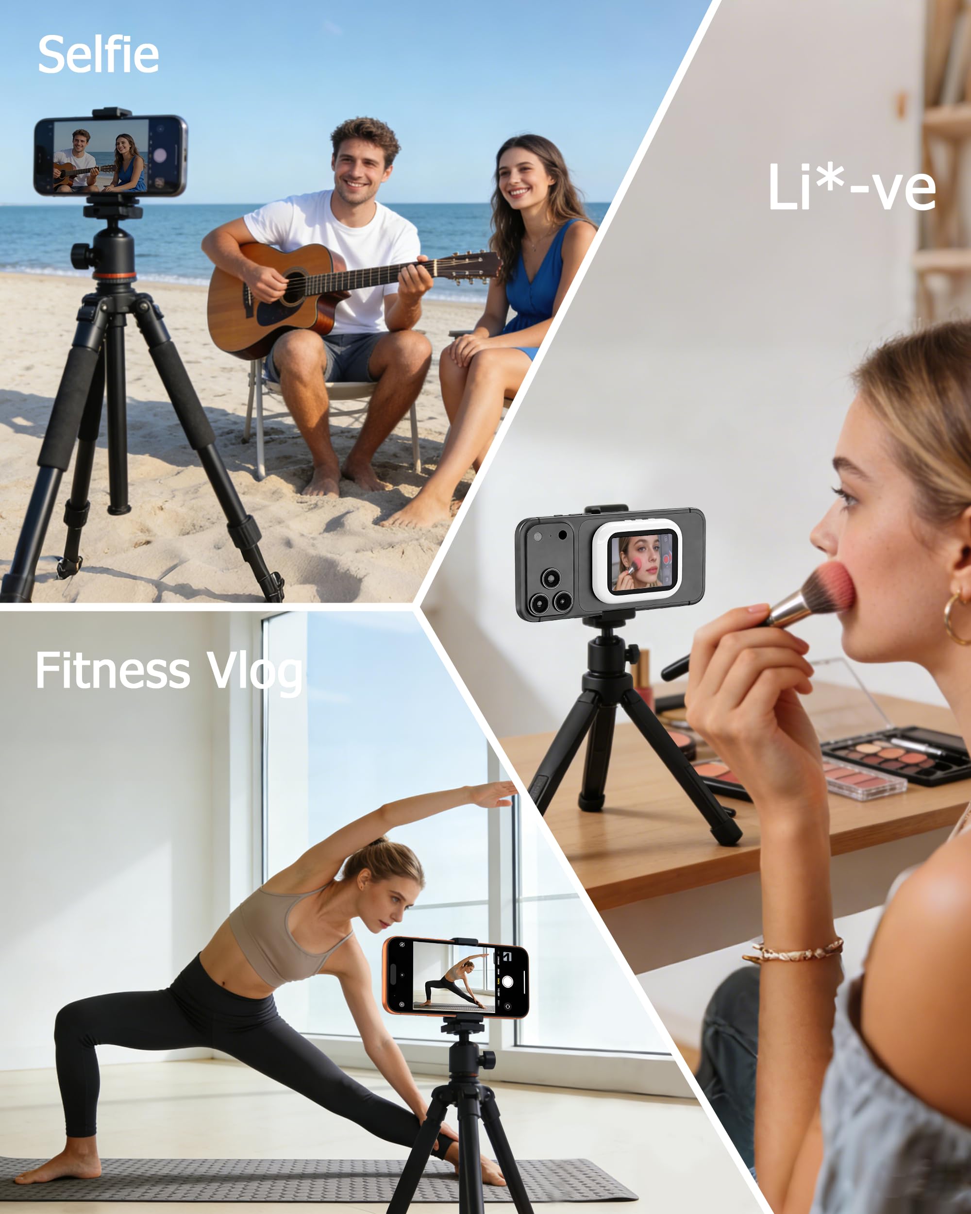 Handy Selfie Monitor für i-Phone/Android, Kabellos Magnetischer Vlog Selfie Monitor Bildschirm, Wireless Tragbar Smartphone Rückkamera Screen für Tik-Tok, Li-ve, YouTube, 2 Std. Akku, Weiß