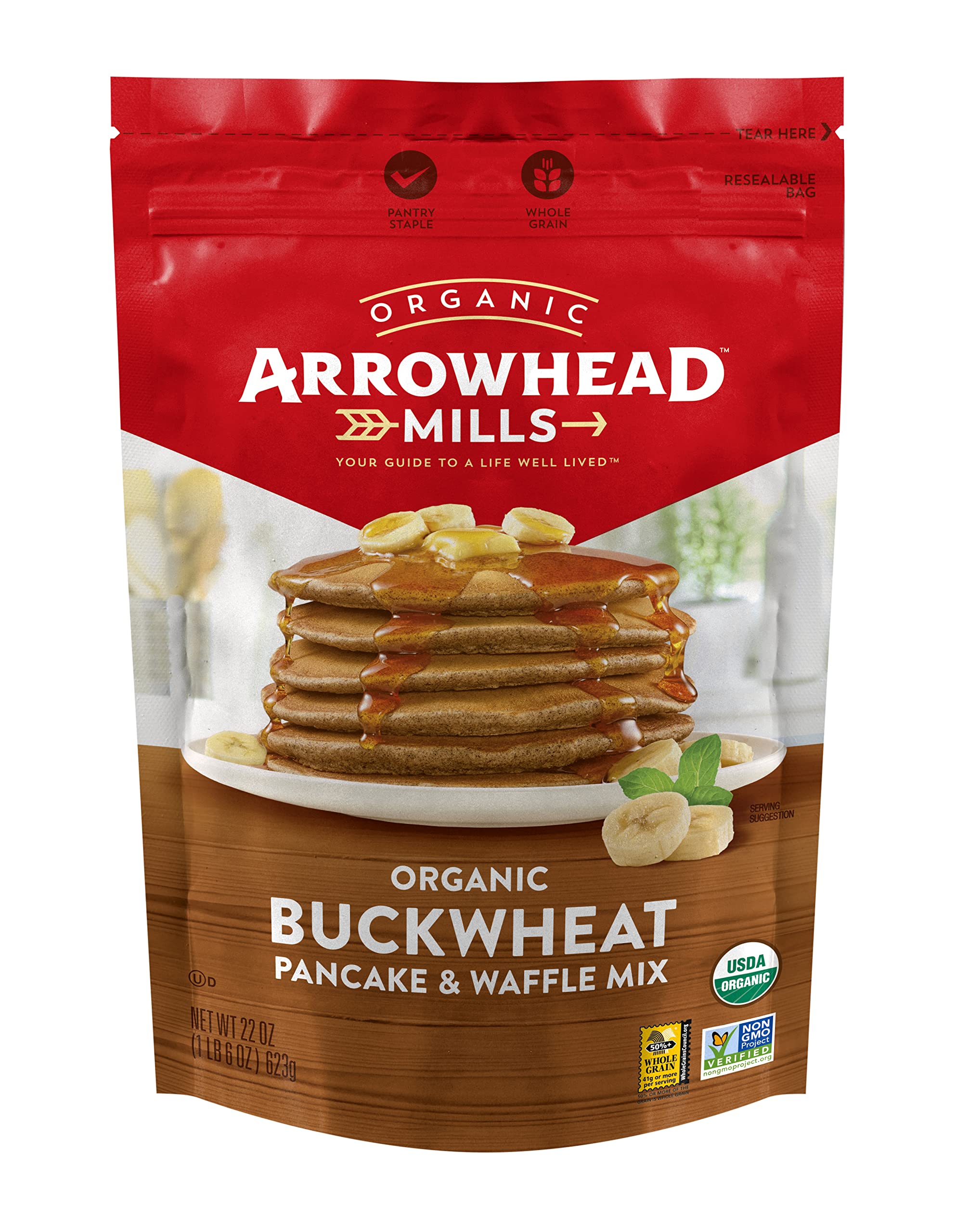 Arrowhead Mills Organic Buckwheat Pancake & Waffle Mix, 22 oz BagUSDA Organic