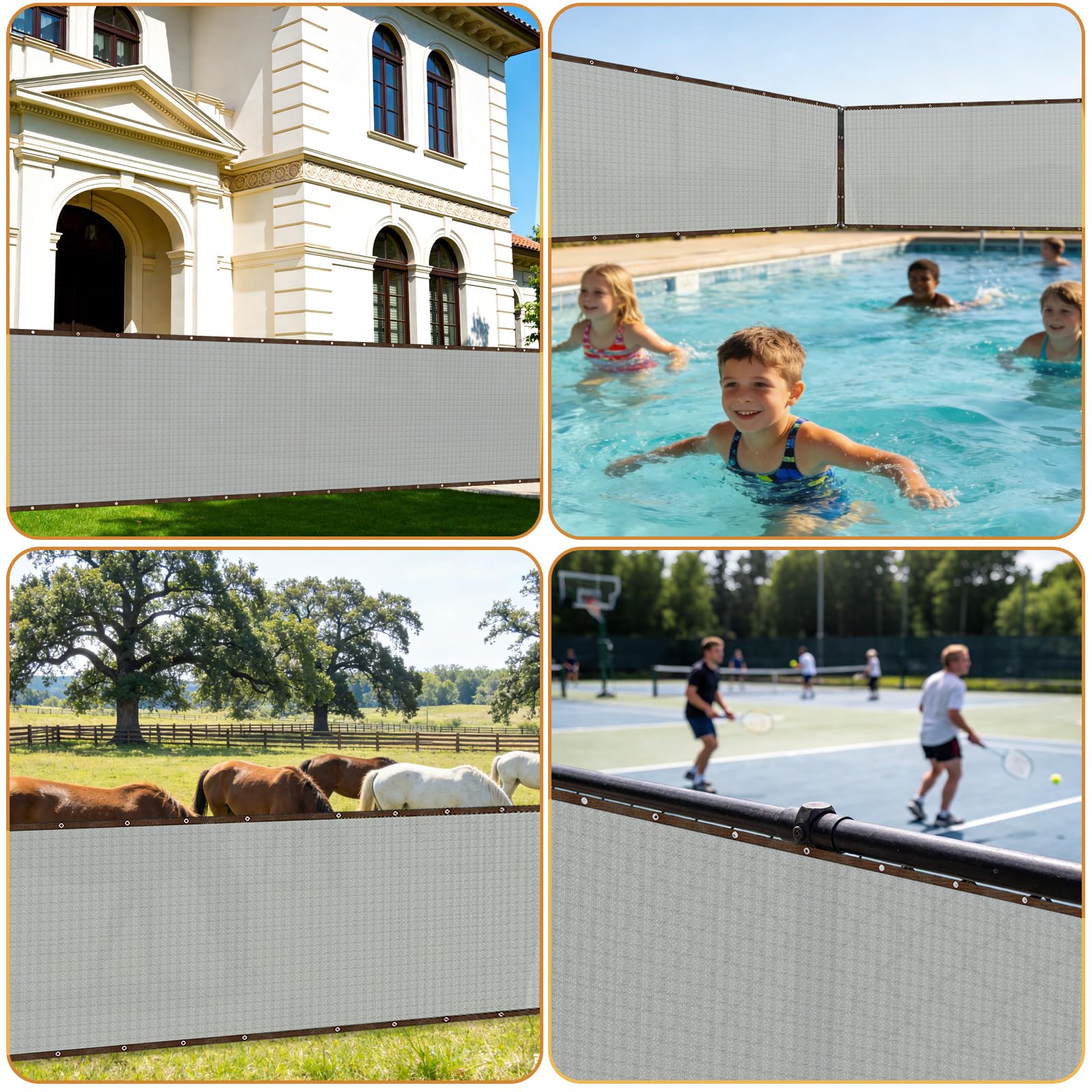 Recinzione frangivista da giardino, recinzione per la privacy, balcone, 85% HDPE, rete ombreggiante per esterni, resistente agli strappi, con fori e fascette, colore grigio