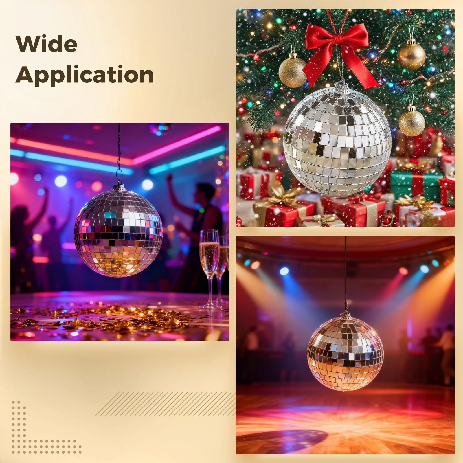 4 pièces boules à facettes, sphères miroir décoratives classiques pour effets lumineux de fête, déco rétro, à suspendre facilement pour la maison, les soirées et les événements