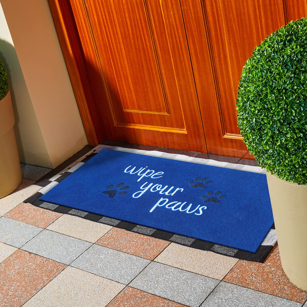 HLFMVWE Large Outdoor Front Door Mat Wipe Your Paws Doormat Inside Outside Mats Entryway Welcome Mats Non Slip Rubber Backing Funny Indoor Door mats Dog Mat for Porch,Blue 120x 45 cm - Image 2
