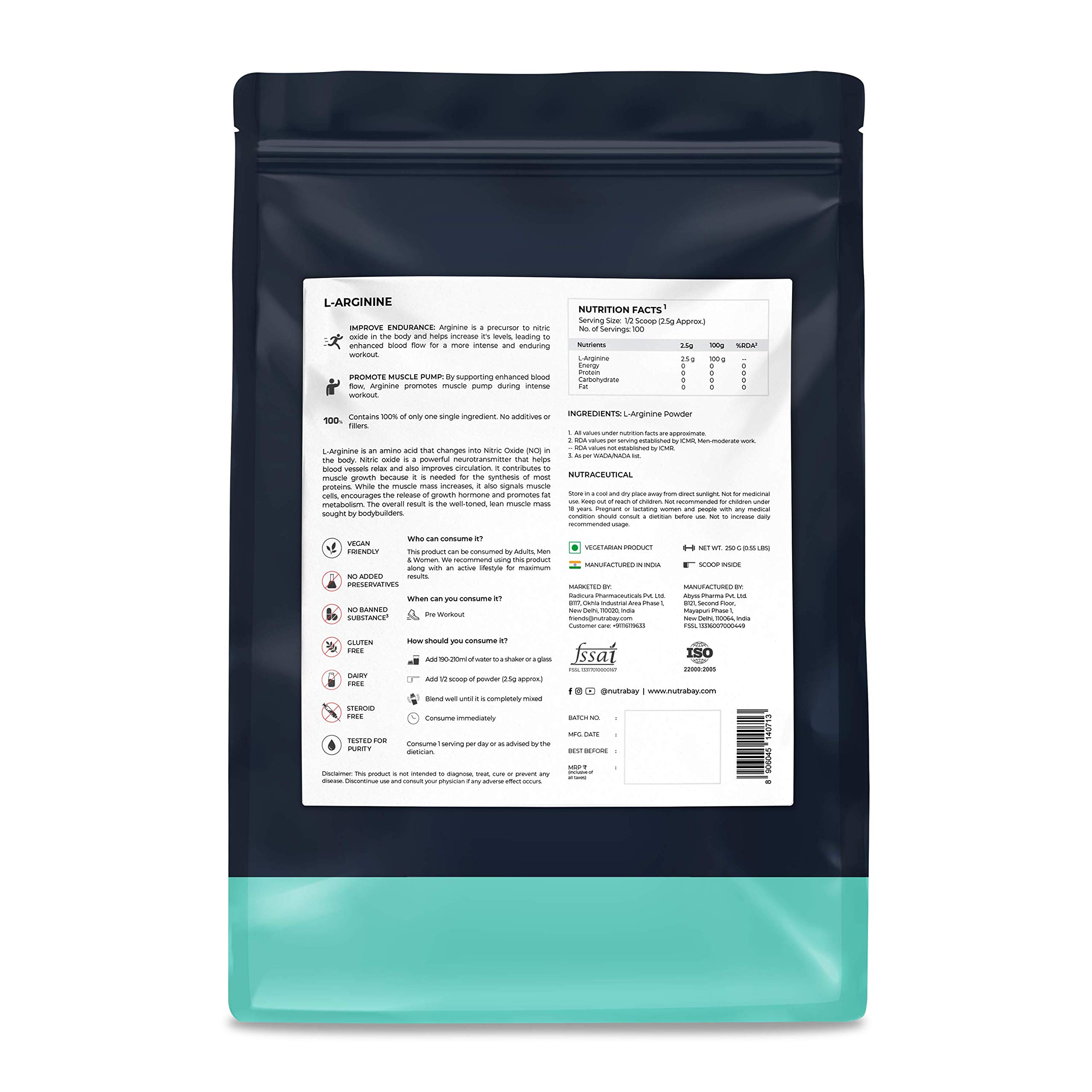 Nutrabay Pure 100% Citrulline Malate Powder & Pure 100% L-Arginine Powder & Build Endurance, Pre Workout supplement for Men & Women & Pure 100% Beta Alanine Powder, Pre Workout supplement - Image 5 thumbnail