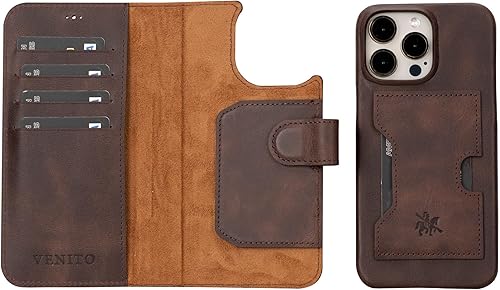 Miniatura 110 de Venito Funda tipo cartera para iPhone 15 con tarjetero y bloqueo RFID, funda de cuero para teléfono, funda desmontable de 6.1 pulgadas, Florencia