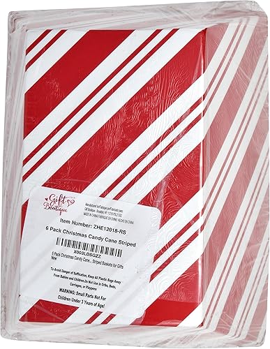 Miniatura 8 de Gift Boutique Paquete de 6 cestas de regalo de Navidad a rayas de bastón de caramelo de 8 x 10 pulgadas, rectangular, rayas rojas y blancas, cesta