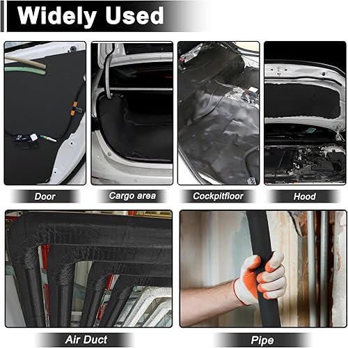 Miniatura 5 de uxcell Alfombrilla de amortiguación de sonido de 12 pulgada y 10 pies cuadrados, 500 mil de espuma de celda cerrada, material de escudo térmico