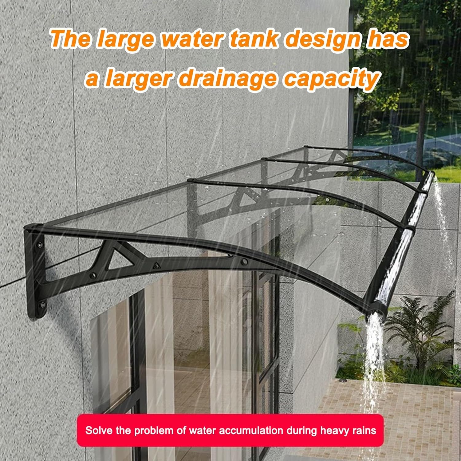 Awning for Door Entrance, Window Awning with Aluminum Bracket, Canopy Polycarbonate, Window Awning Outdoor, UV Rain and Snow Protection Door Awning, for Porch Patio Deck(80x300cm/31.4x118in)