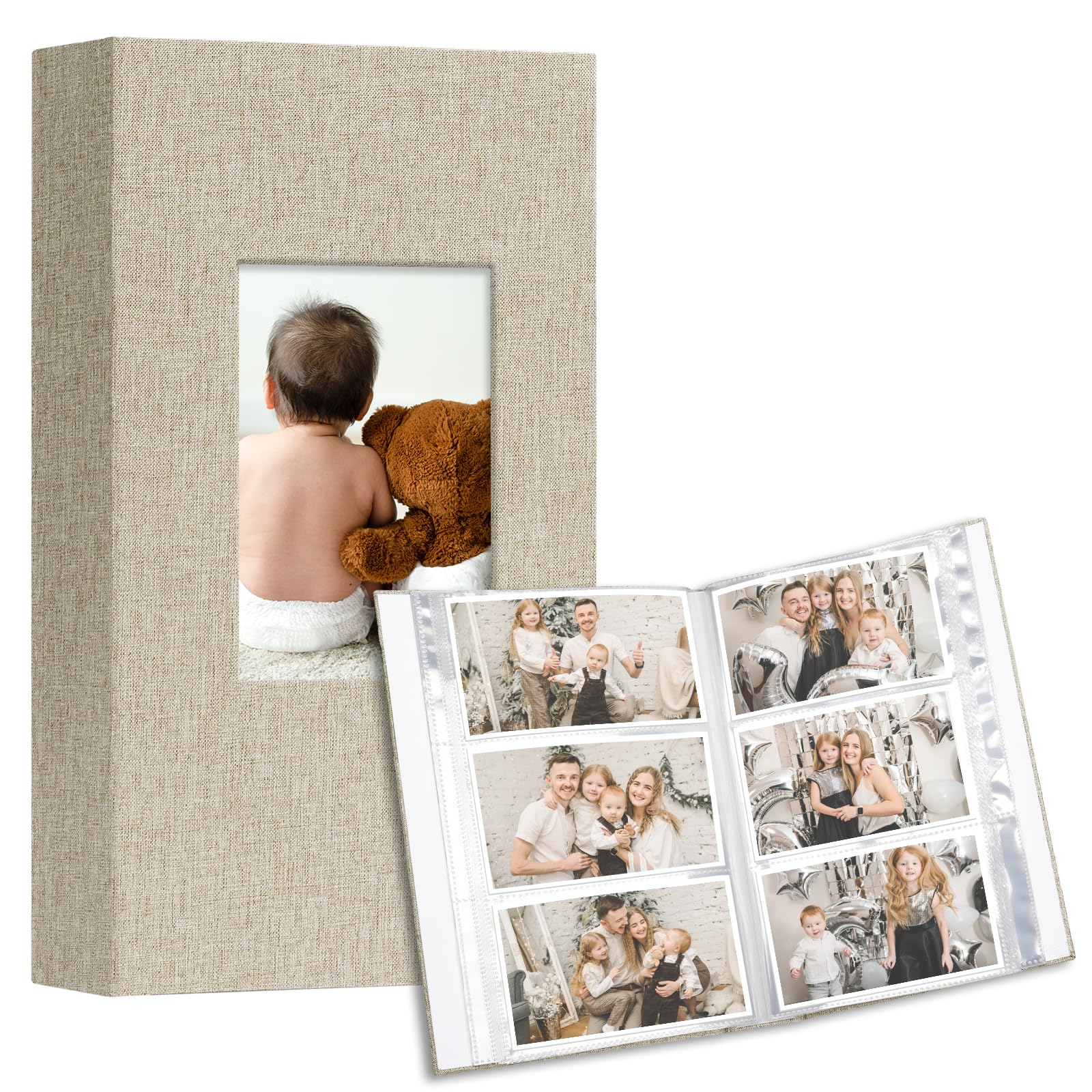 Vienrose Álbumes de Fotos Pequeños 15x10cm Fotos, 2 Paquetes de Mini Álbumes de Fotos con Cubierta de Lino, 26-Páginas con Capacidad para 52 Fotos, Obras de Arte o Postales Beige — view 12