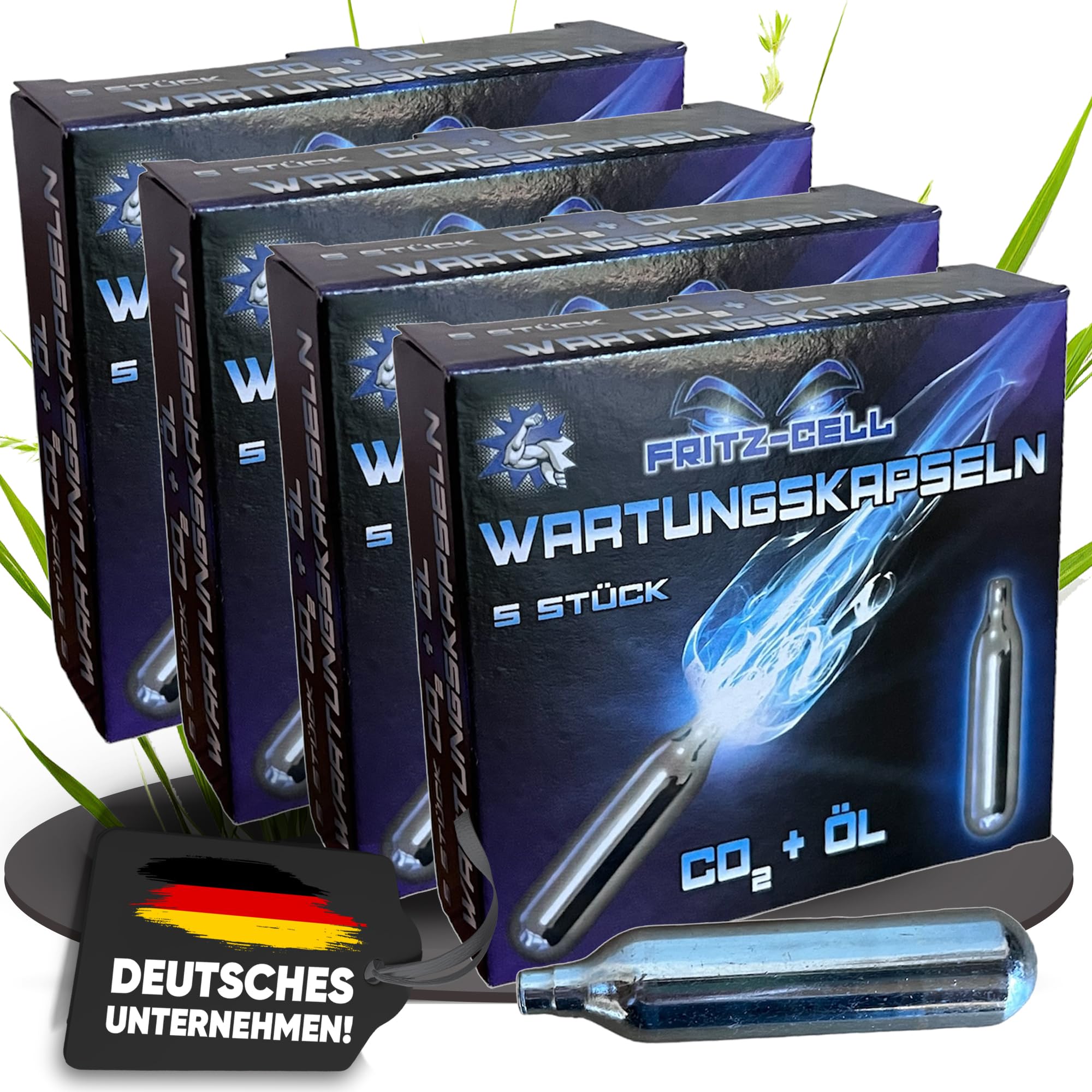 20 Fritz-Cell 12g CO2 Wartungskapseln Luftgewehr Softair Luftpistole Paintball
