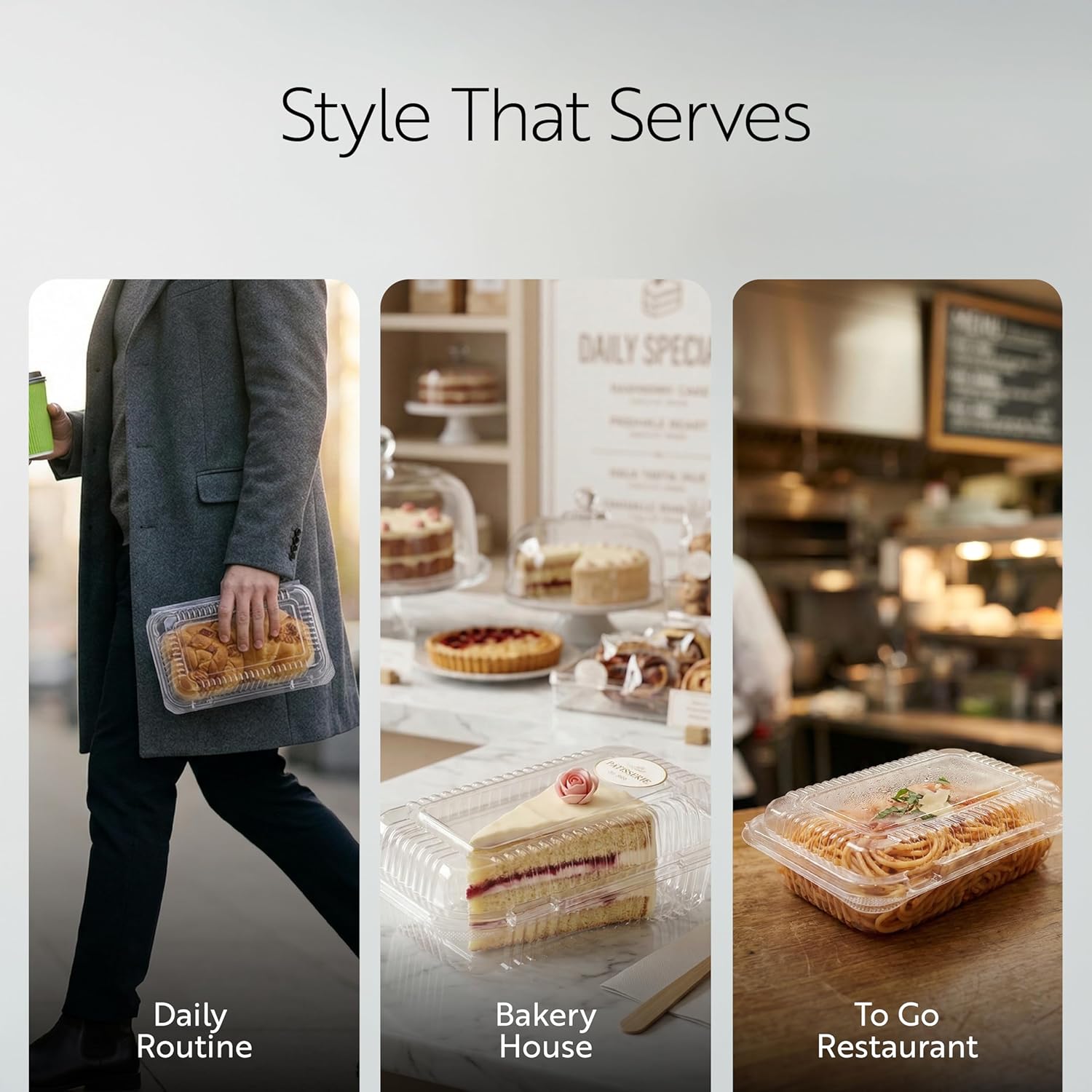 Restaurantware Take Out Container 100 Pack of 7.48 x 5.24 x 1.77 Inches Leak-Resistant Plastic Clamshell Food Box Clear Packaging For Catering