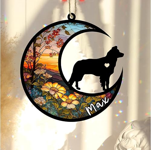 Miniatura 2 de Memorial personalizado para perro, adorno de Navidad para perro Border Collie con nombre, razas personalizadas, atrapasador de luz para pérdida de