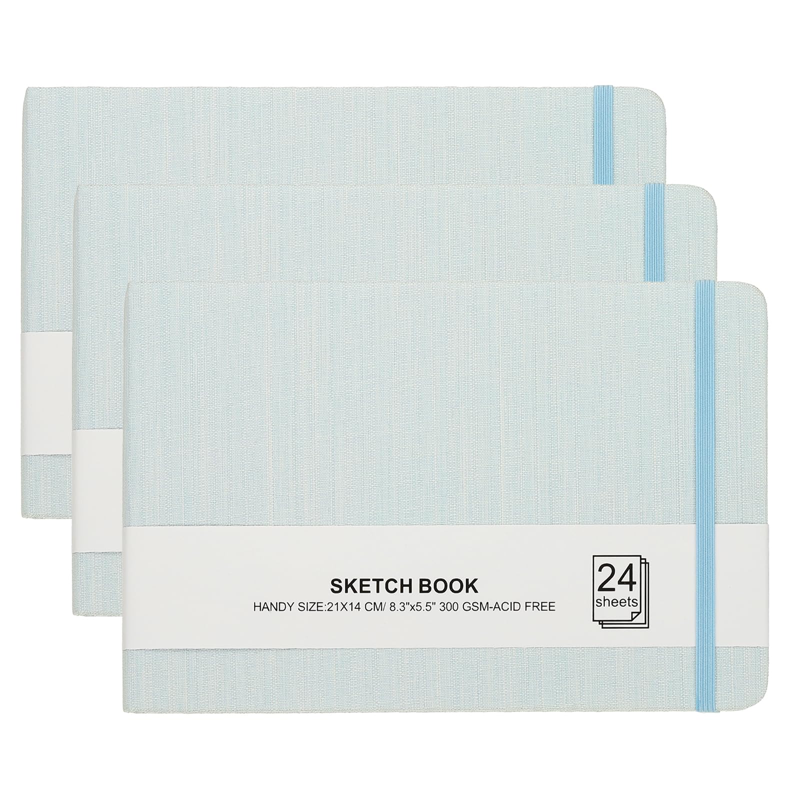 PATIKIL Blocco per schizzi ad acquerello, 20 x 14 cm, 3 pezzi, 24 fogli da 300 g/m², carta per acquerelli, senza acidi, con copertina rigida, per pittura, verde chiaro