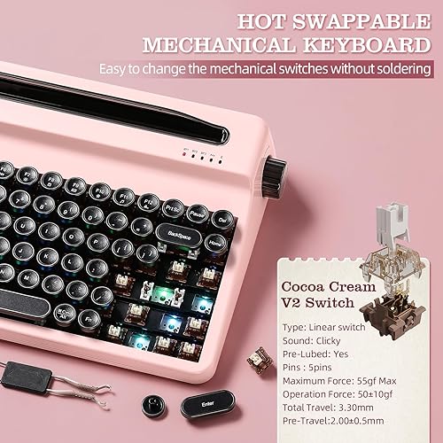 Miniatura 3 de YUNZII QL75 - Teclado mecánico retro de intercambio en caliente, teclas redondas punk, retroiluminación RGB QMKVIA programable, teclado