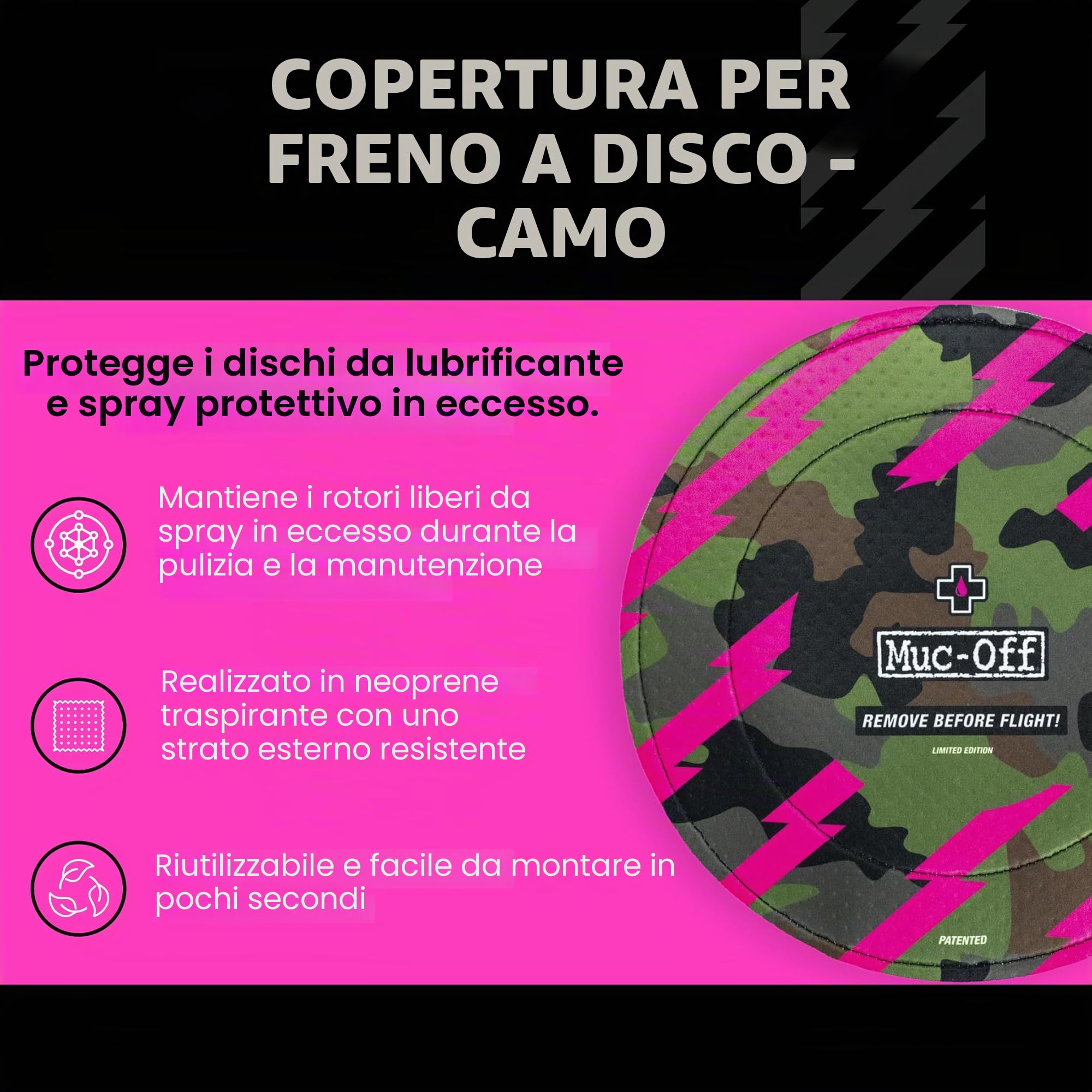 Muc-off Accessorio Disc Brake Cover Coppia Camo, Freni A Disco Unisex Adulto, Multicolore, Unica