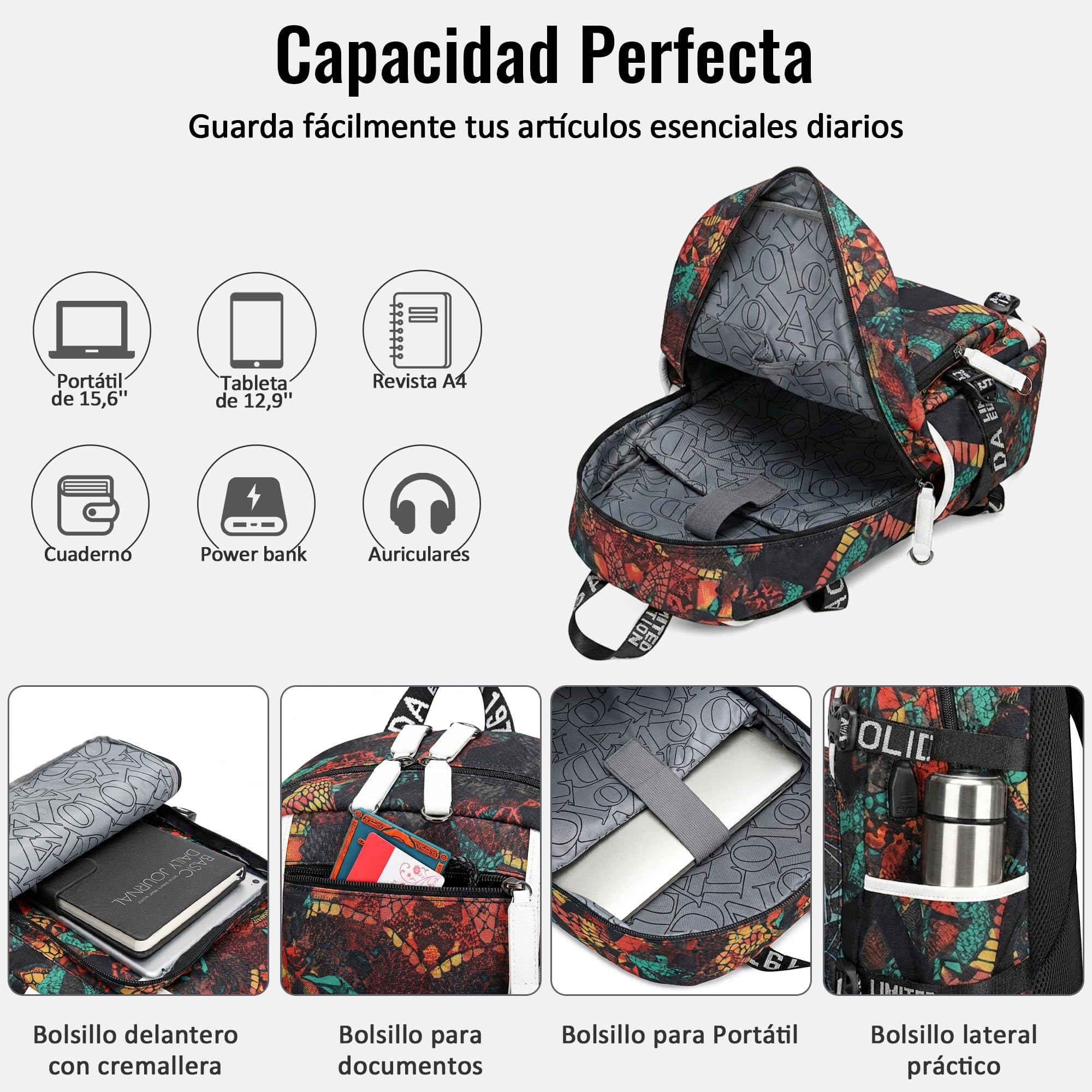 Hombres Mochila para Portátil Juveniles Mochila Escolar Adapta a Portátiles 14 Pulgadas Mochila de Negocioscon Puerto de Carga USB Trabajar Viaje Conmutar Causal Mochila Rojo