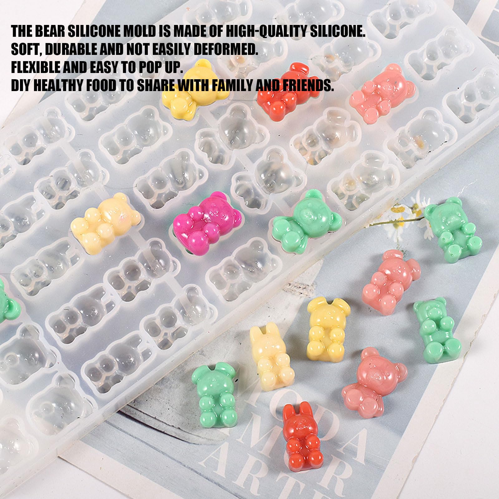 FYSL Rubberen beertjes, 4 stuks, siliconen vorm, siliconen vorm, snoepvorm, siliconen voor snoep, gelei, chocolade FYSL Rubberen beertjes, 4 stuks, siliconen vorm, siliconen vorm, snoepvorm, siliconen voor snoep, gelei, chocolade
