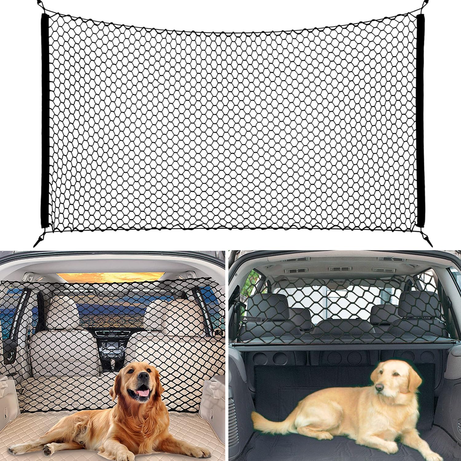 bangminda Separation Net for the Boot of Pets Protective Grille Car Barrier Separation Net Dog Guard Car Elasticity Dog Protection Gate for Boot Safety Net for Dogs Universal 120 x 70 cm