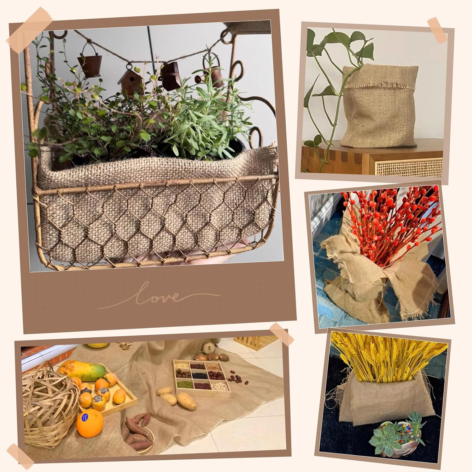 60" x60 Feet Premium Natural Burlap Fabric Roll – Multipurpose for Gardening, Weddings, Crafts & Holiday Decor – Wedding Aisle Runner, Halloween/Christmas Burlap, Weed Barrier & More