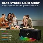 StageSound Portable Bluetooth Speakers, IP67 Waterproof Wireless Speaker with Lights, 40W Loud Stereo Sound, Active Extra Bass, Bluetooth 5.3, Dual Pairing, 12H Playtime for Home, Party, Outdoor | EQ mode, TWS Pairing, 12H Playtime for home/travel, U