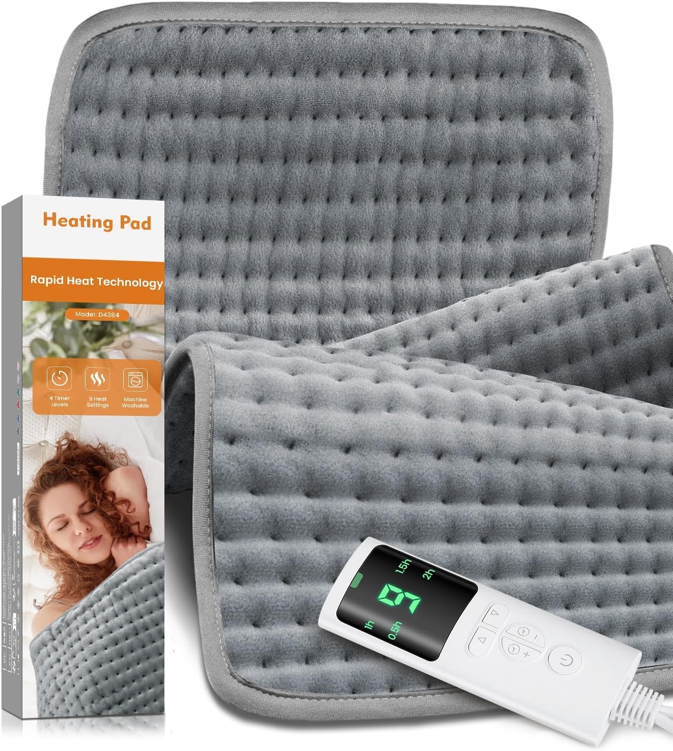 Electric Heating Pad 30×60 cm Soft Flannel Heat Therapy Mat with 6 Temperature Levels Auto Shut Off Timer Fast Heating for Back Shoulder Pain Muscle Cramps Relief Washable Fabric