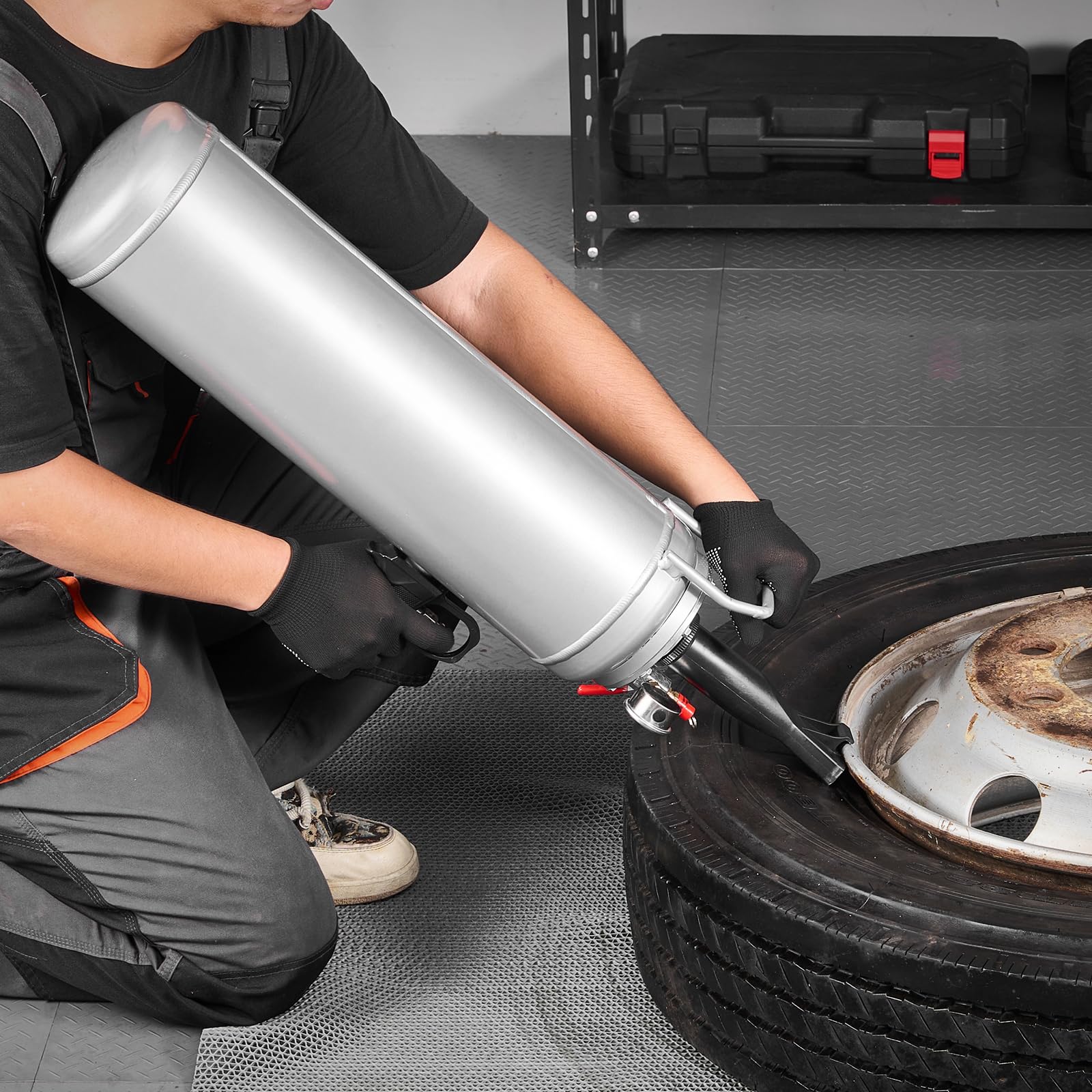 VEVOR Gonfiatore Portatile per Pneumatici, 12 L, Pressione di Esercizio 0,6 a 0,8 MPa, Sabbiatrice per Pneumatici per Tallone del Pneumatico, per Auto, Bici Elettriche, Camper, ATV, Argento