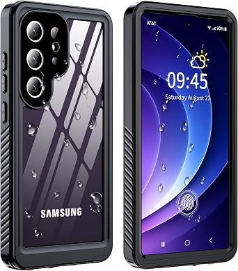 GOLDJU for Samsung Galaxy S25 Ultra Case IP68 Waterproof, Black/Clear