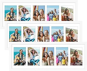 Picrit 8x24 White Collage Picture Frame 3 Pack, Fits Five 4x6 Photos or One 8x24 Picture, Gallery Frame Set - Poster Frames for Horizontal or Vertical Display