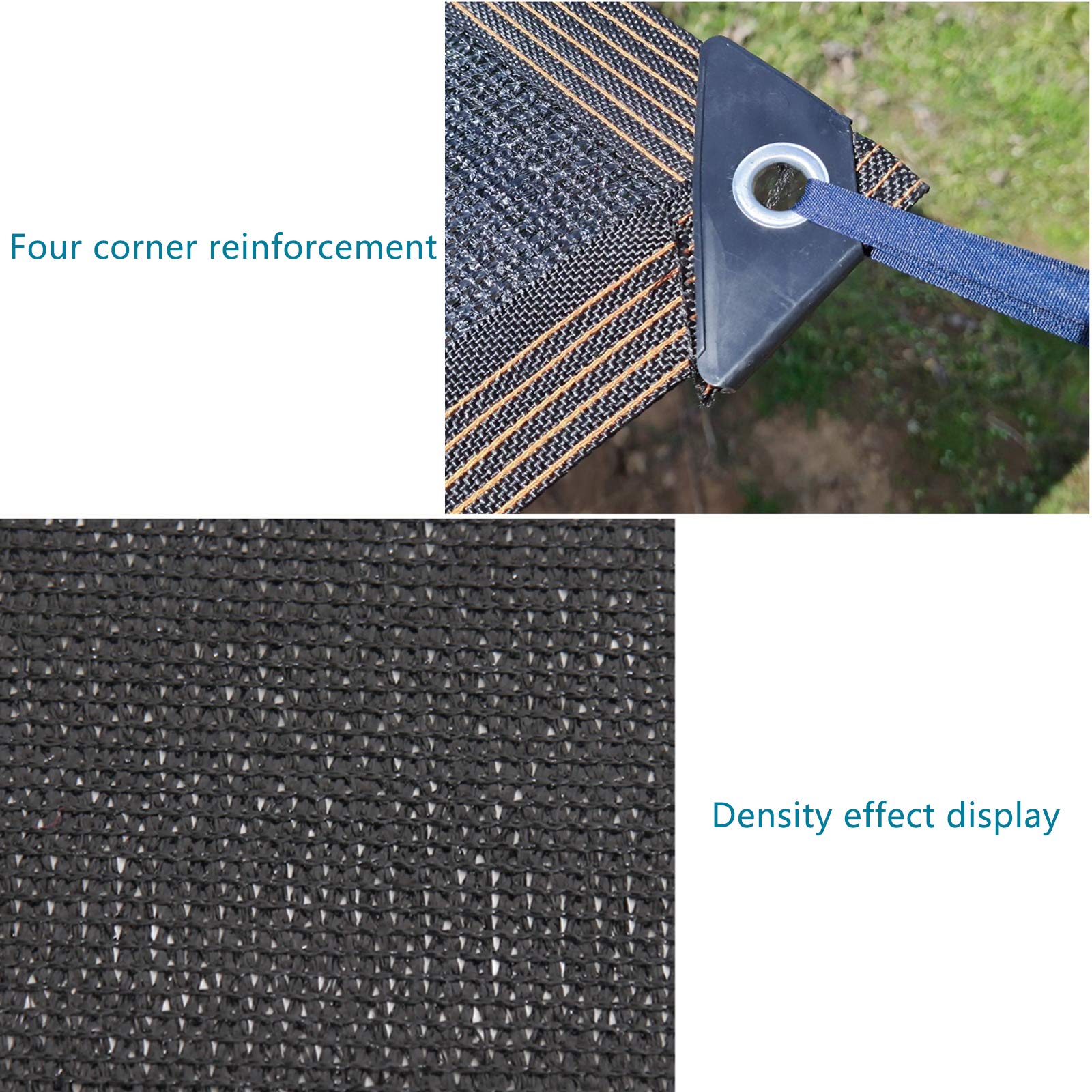 Strapazierfähiges schwarzes Schattennetz, 5 x 7 m, leichter Sonnenschutz, Markise mit festem Seil, atmungsaktiv, für Garten, Camping, Bars, Outdoor-Freizeitaktivitäten