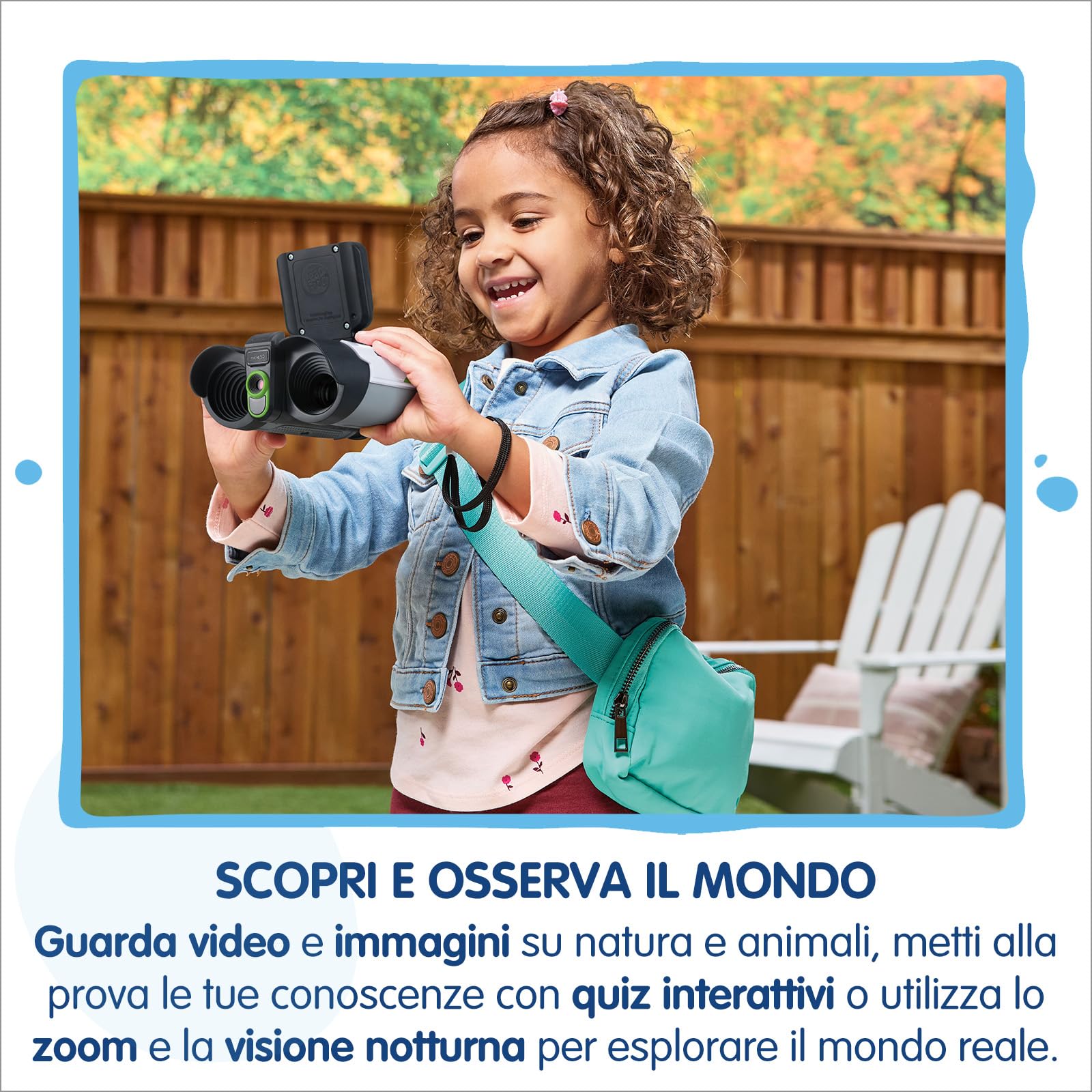 VTech Video Binocolo Interattivo, Binocolo Bambini con 6 Modalità di Gioco, Schermo LCD a Colori, Oltre 700 Contenuti BBC Integrati, Visione Notturna, Lingua Italiana, Batterie Incluse, 5-12 Anni