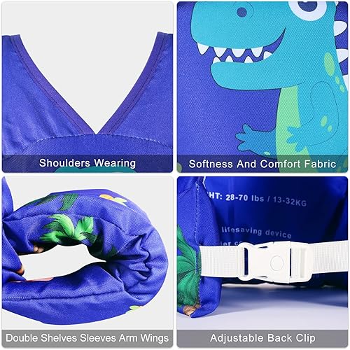 Vista 6 de DOOHALO Flotadores de natación para niños de 28 a 70 libras, chaleco flotante de hombro para niños de 2 a 8 años de edad, para niños y niñas, bebés