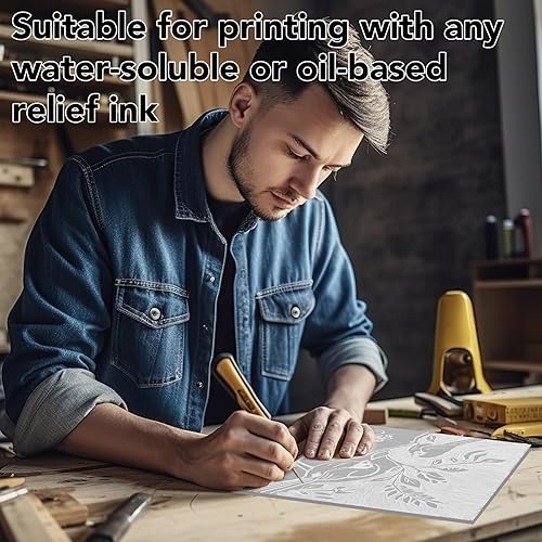 Miniatura 7 de 4 bloques de linóleo para grabado, herramientas de tallado de linóleo de 9 x 12 pulgadas, bloques de tallado de goma para proyectos de arte