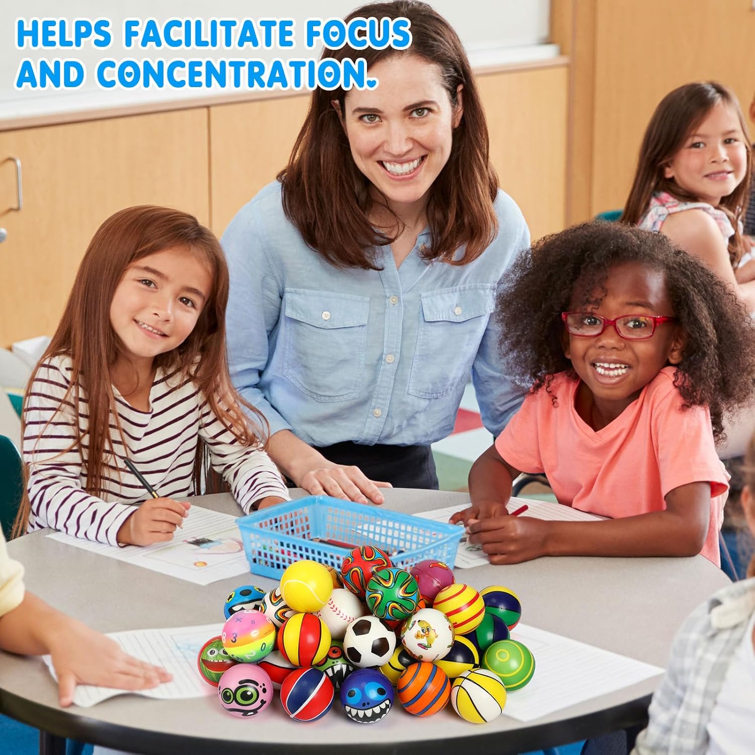 Yunsailing 108 Pcs Mini Stress Balls Bulk 2.4'' Sensory Fidget Ball Treasure Box Prizes Soft Assorted Stress Relief Toys for Hand Wrist Finger Exercise Adult Teen Party Favor Classroom - Image 5