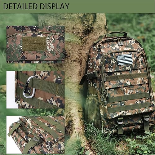 Miniatura 6 de Mochila de camuflaje para niños con parche de bandera de Estados Unidos, mochila escolar táctica impermeable para exteriores, 35L 30L, 35L-tanque,