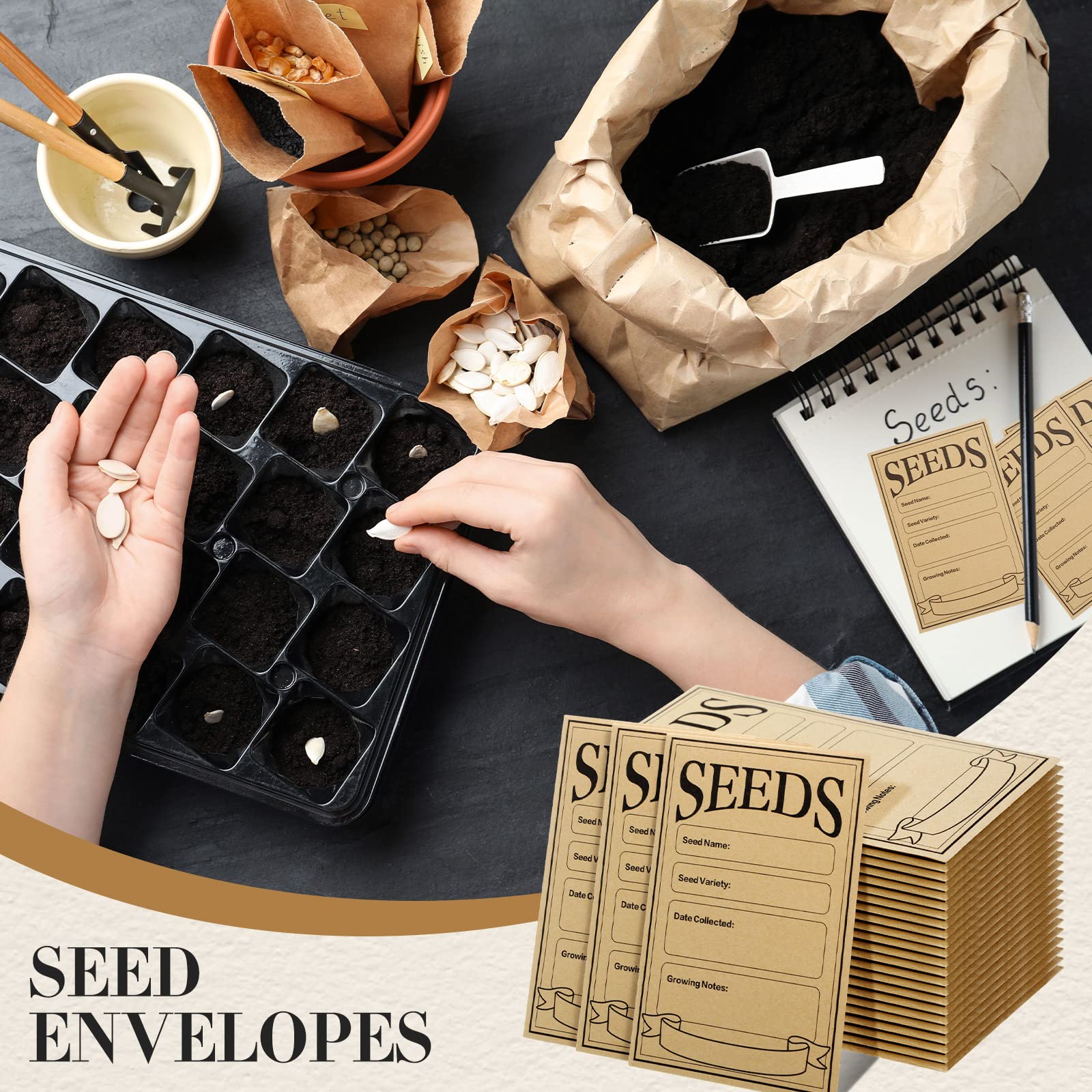 Snapklik.com : Sabary 100 Pcs Seed Envelopes Resealable Seed Packets 3. ...