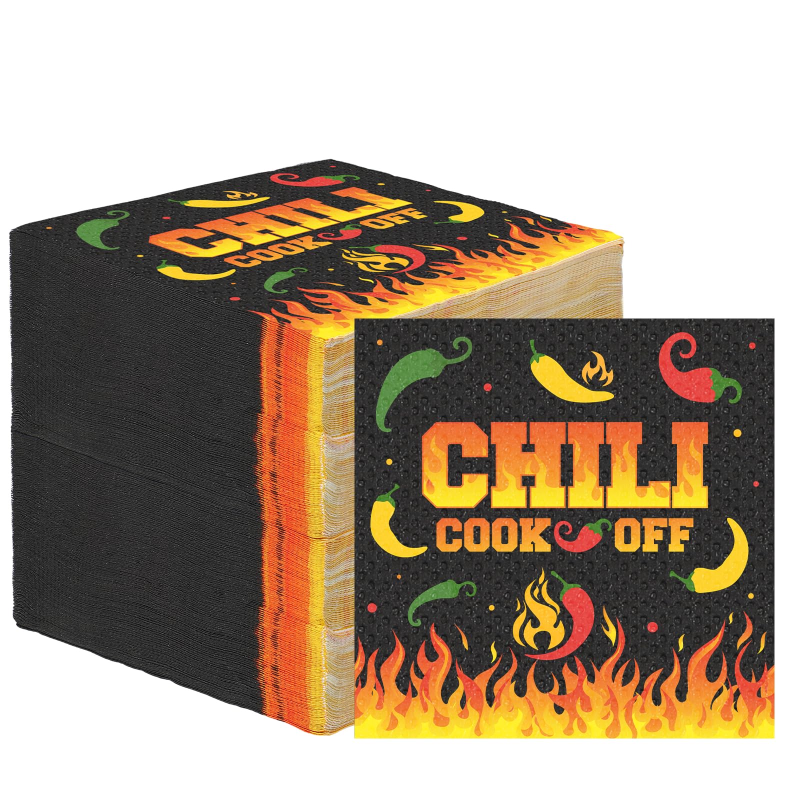 Qilery 100 Pcs Chili Cook off Napkins Party Decor, 6.5 Inch, Stylish