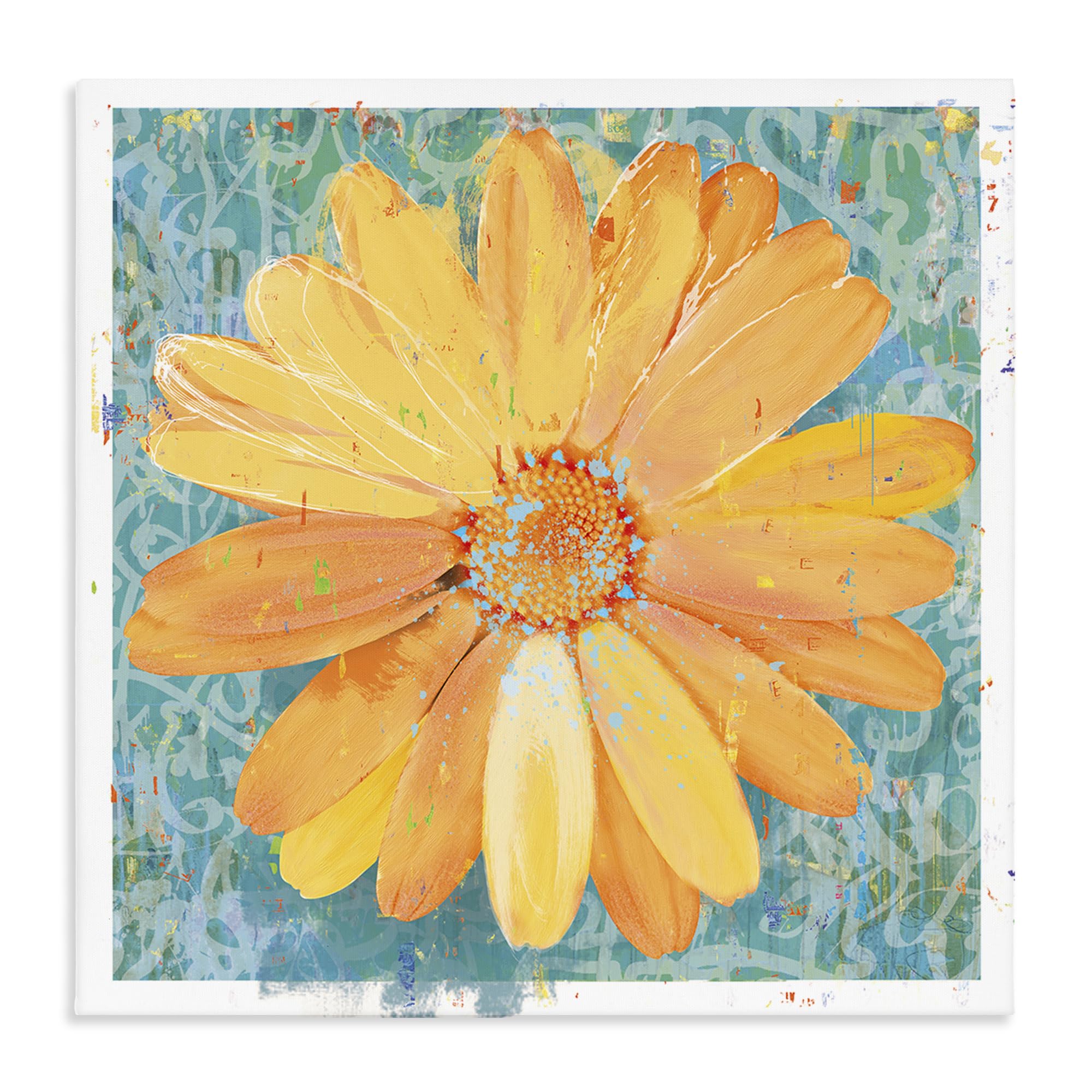 Stupell Industries 'Urban Daisy over Graffiti', Canvas Art, 17 x 17 Inches, Easy to Hang and Sturdy, Made in USA, by Porter Hastings
