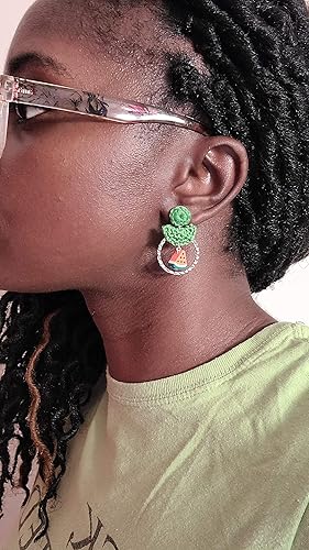 Miniatura 2 de Watermelon Earrings for women dangle Cute Summer earrings Fruit Green statement earrings Spring