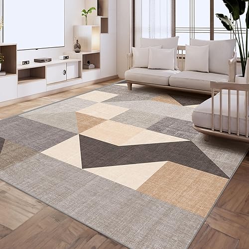 Miniatura 2 de HOMFINE Alfombra lavable moderna de 5 x 7 pies, estilo geométrico, para sala de estar, dormitorio, alfombra lavable a máquina, suave,