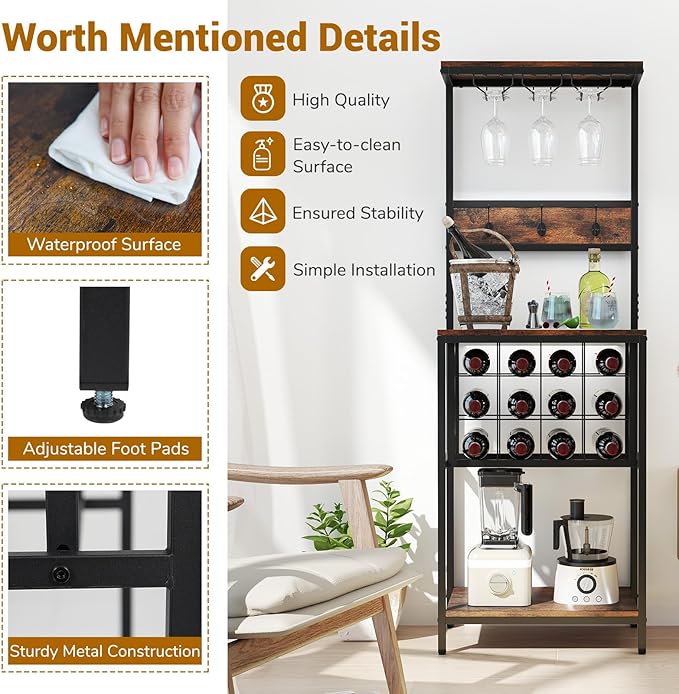 Estante para Vinos GOFLAME con Encimera y Soporte para Copas miniatura 7