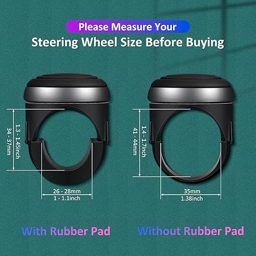 Miniatura 2 de Perillas giratorias para volante, rotación de 360 grados, perillas suicidas para volante con superficie de silicona y rodamientos de metal para