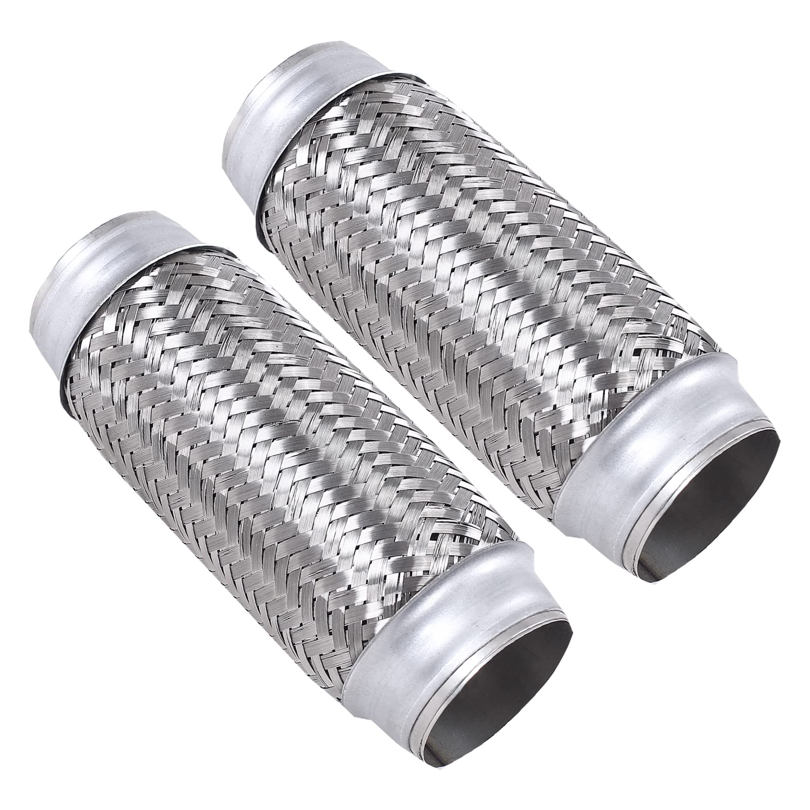 2PCS Exhaust Flex Pipe Stainless Steel Double Braid 2.5"Inch x 8"Inch w/Ends 8'' inches Long