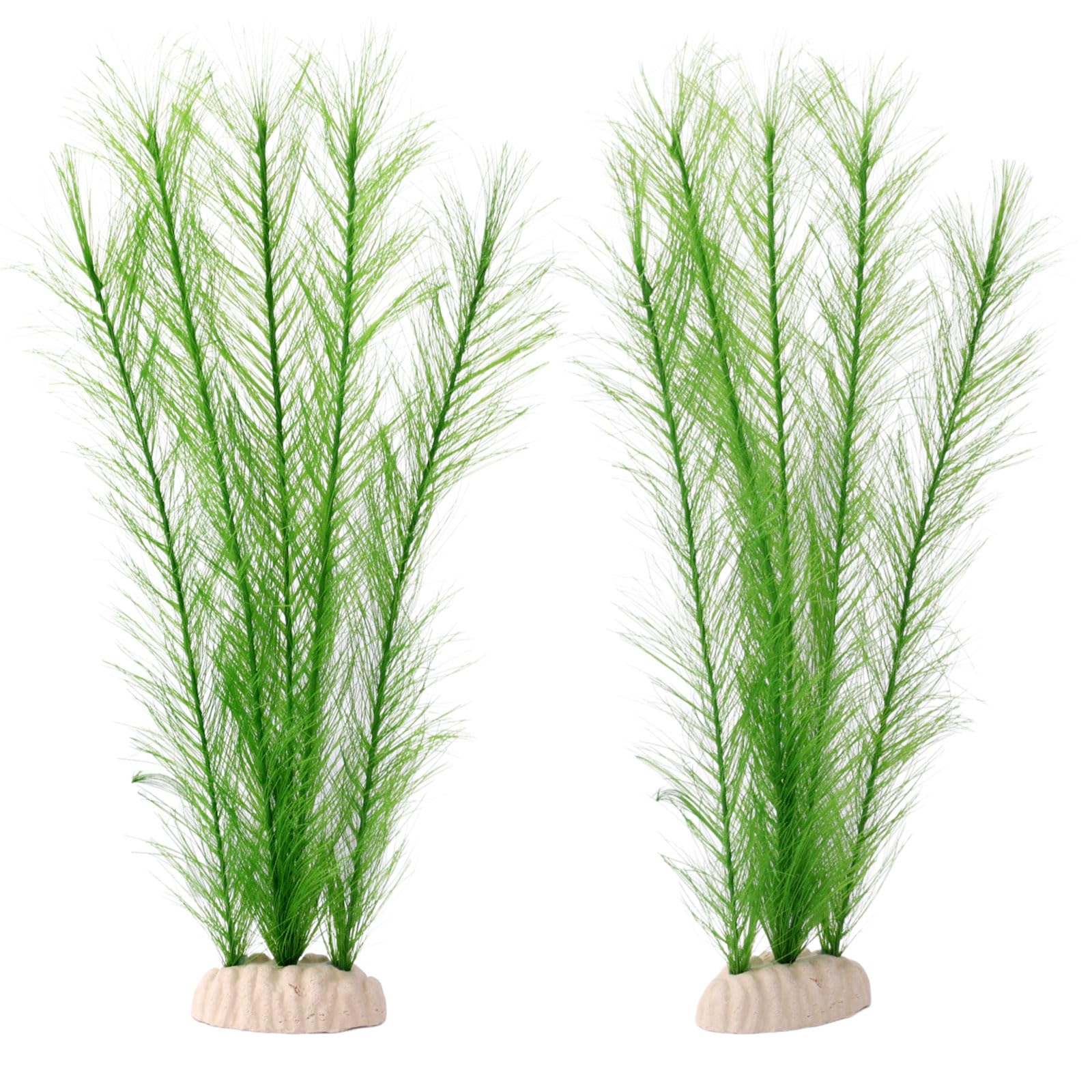 BOXOB 2 Pcs Plastic Fish Tank Plants, Realistic Artificial Green Plants Plastic Water Grass Aquarium Decoration for Fish Tank Aquarium Landscape Terrarium Simulated Vegetation