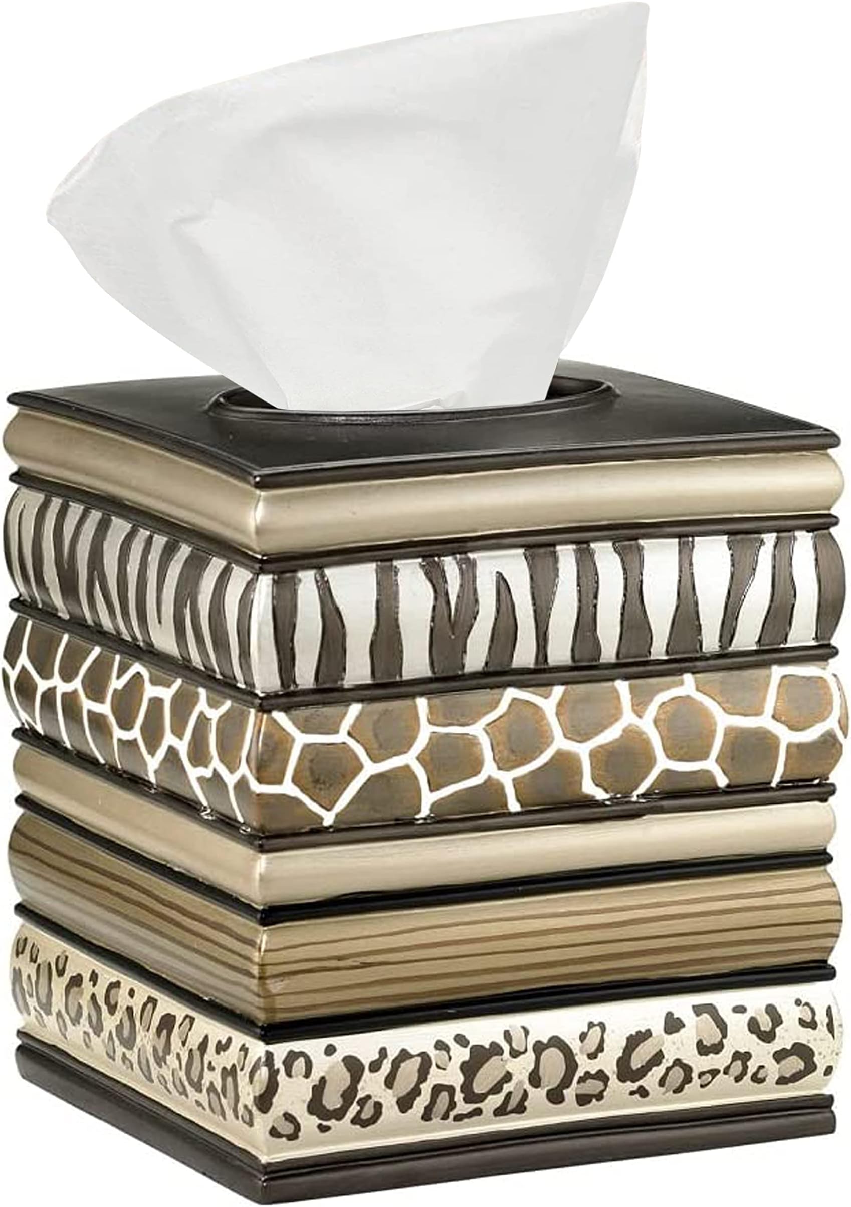 Popular Bath Safari Stripes, Tissue Box, Chocolate