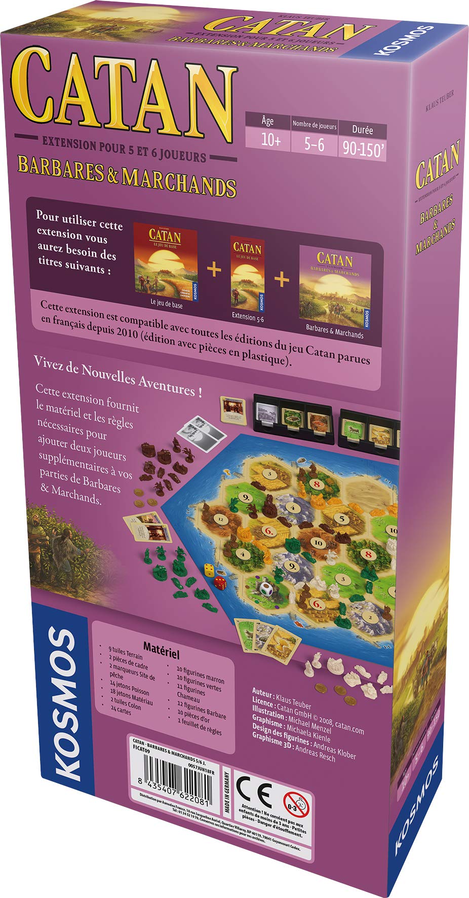 Kosmos | Catan - Extension : Barbares et Marchands 5/6 joueurs | Jeu de société | Jeu de stratégie | A partir de 10 ans | 5 à 6 joueurs | 90 min