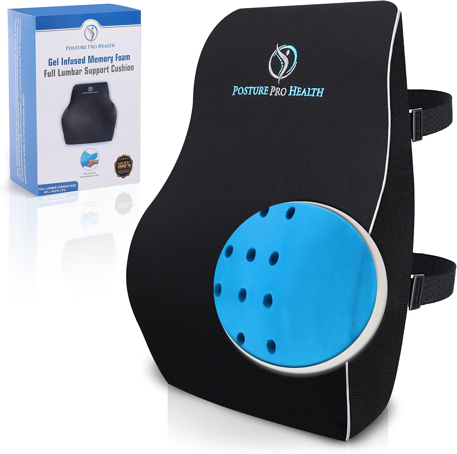 Pro Posture Health Lumbar Pillow GelInfused Memory Foam Back Support