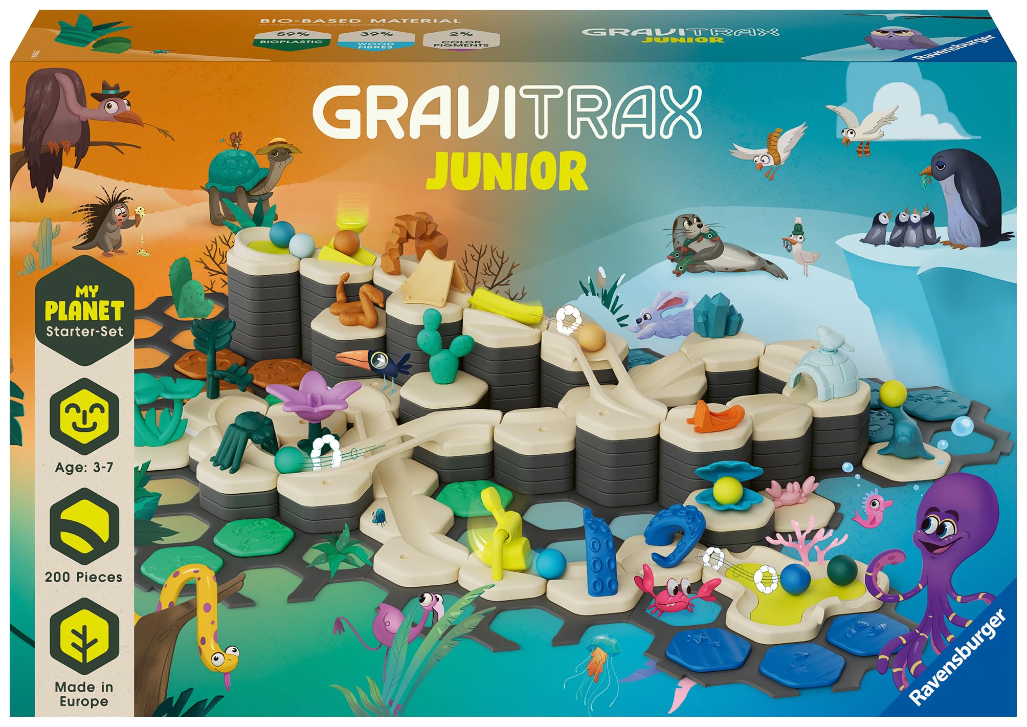Ravensburger GraviTrax Junior Starter-Set XXL & GraviTrax Junior Element Trap - Erweiterbare Kugelbahn für Kinder