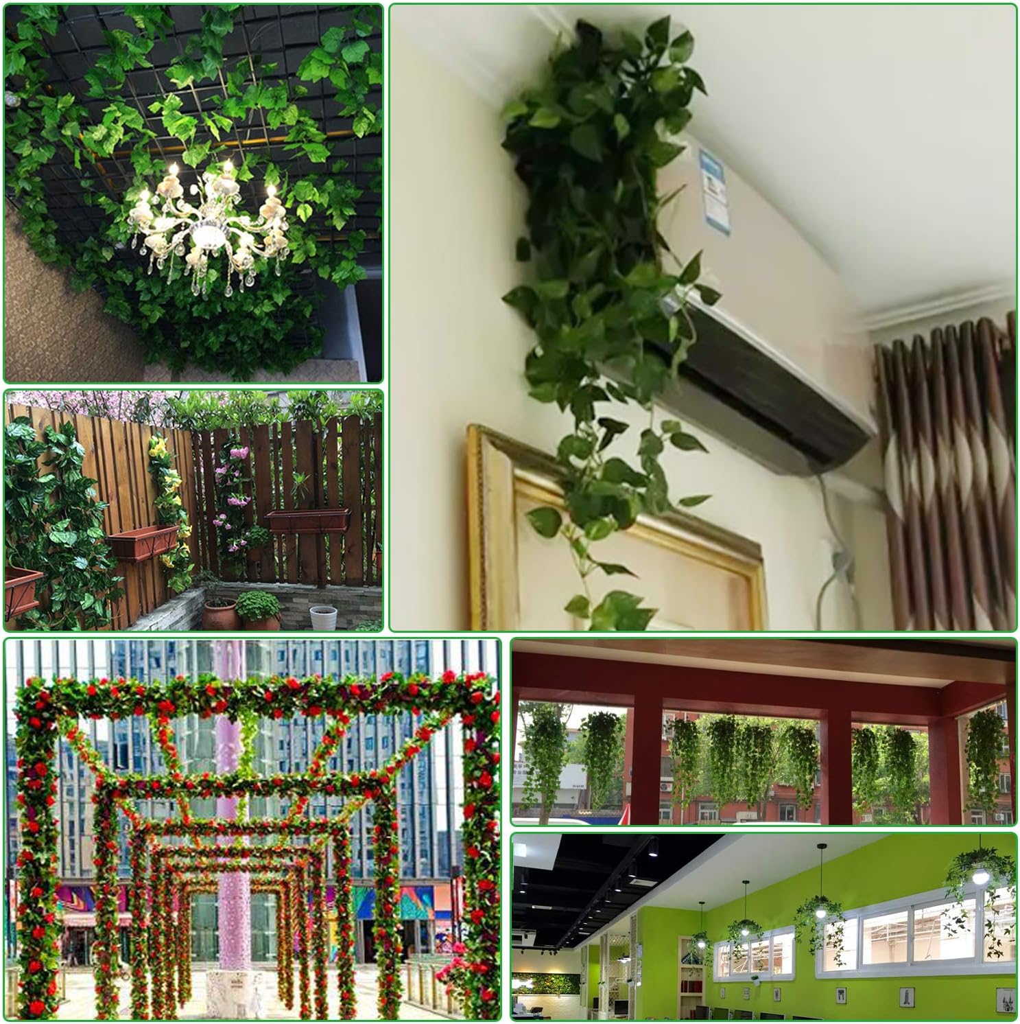 MerryNine Artificial Ivy Leaf, 84 Ft 12 Pack Hanging Vines Garland Fake Ivy Leaves Plants Fake Foliage Flowers Fake Greenery Decor for Home Kitchen Garden Office Wedding Wall Party Decoration