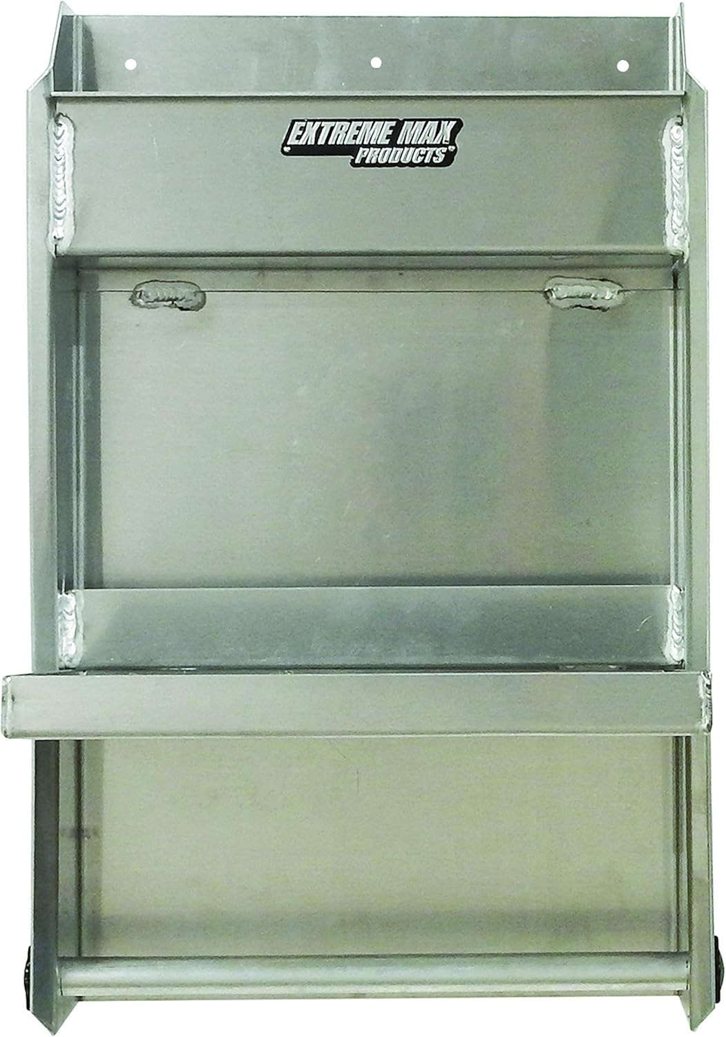 Extreme Max 5001.6053 Junior Aluminum Work Station Storage Cabinet Flip-Out Work Tray with Paper Towel Rack Organizer for Enclosed Race Trailer Shop Garage Storage,Silver