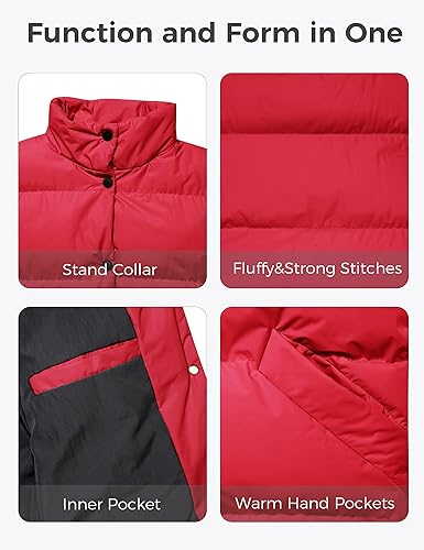 Miniatura 6 de Wantdo Chalecos acolchados para mujer, chaleco de invierno grueso, chaleco de burbujas cálido, abrigo de invierno