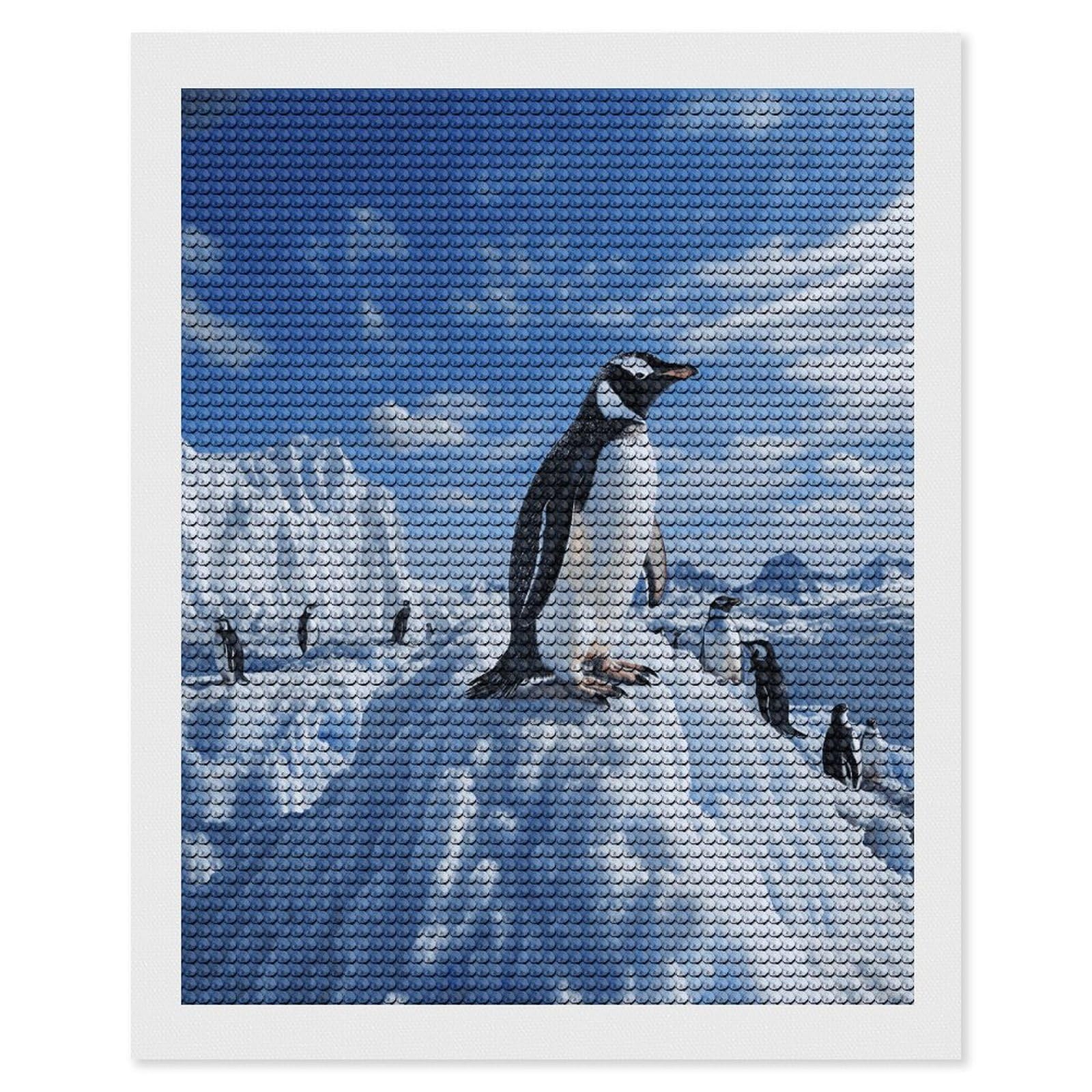 FekiLoot Snow Mountain Penguin Diamond Art Kits for Adults Diamond Painting Kits for Beginners DIY Diamond Art Kits Round Full Drill Diamond Dot Gem Painting for Home Wall Decor Gift 16"x20"